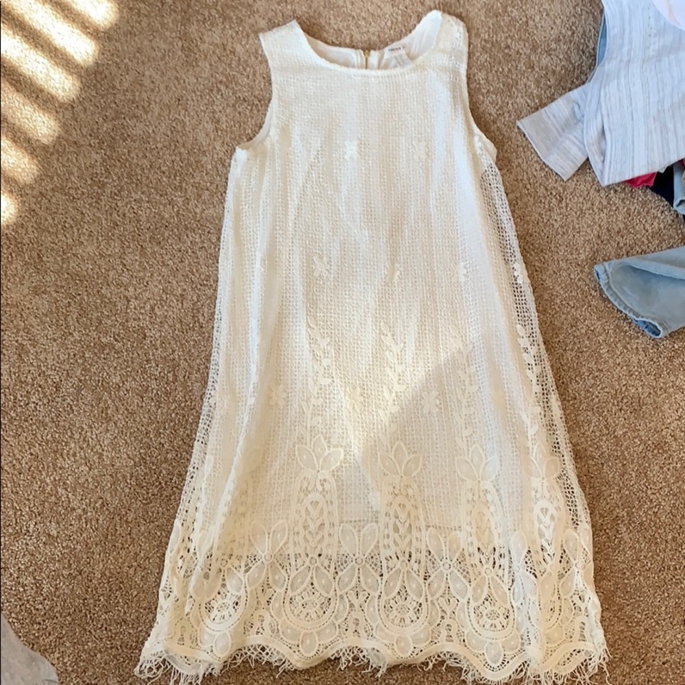 white lace tank top dress